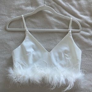 Nasty gal feather trim crop top